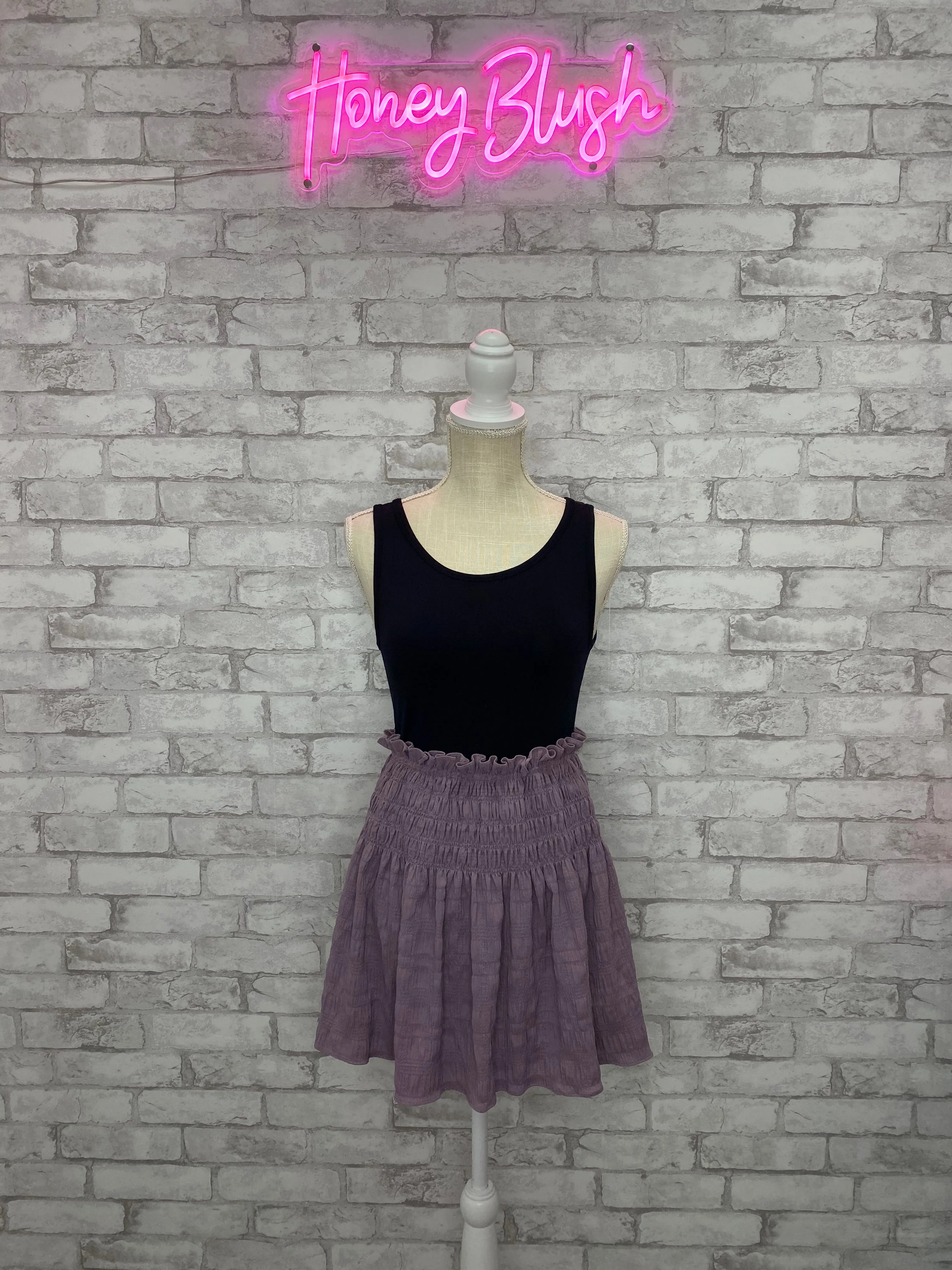 Mini Skort with Elastic Smocking Waist