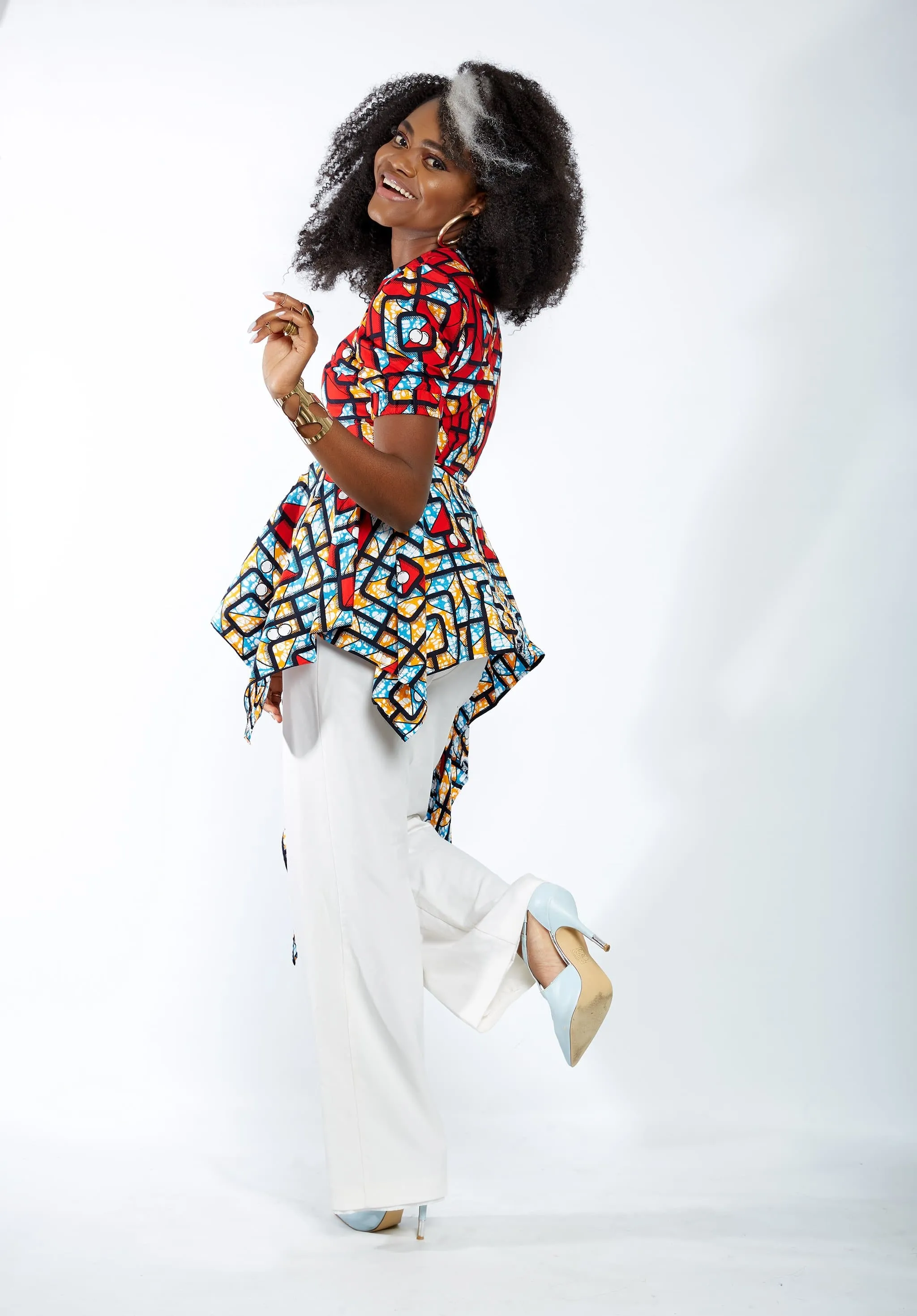 New In - Zuriel Vienna African Print Asymmetric Blouse/Top