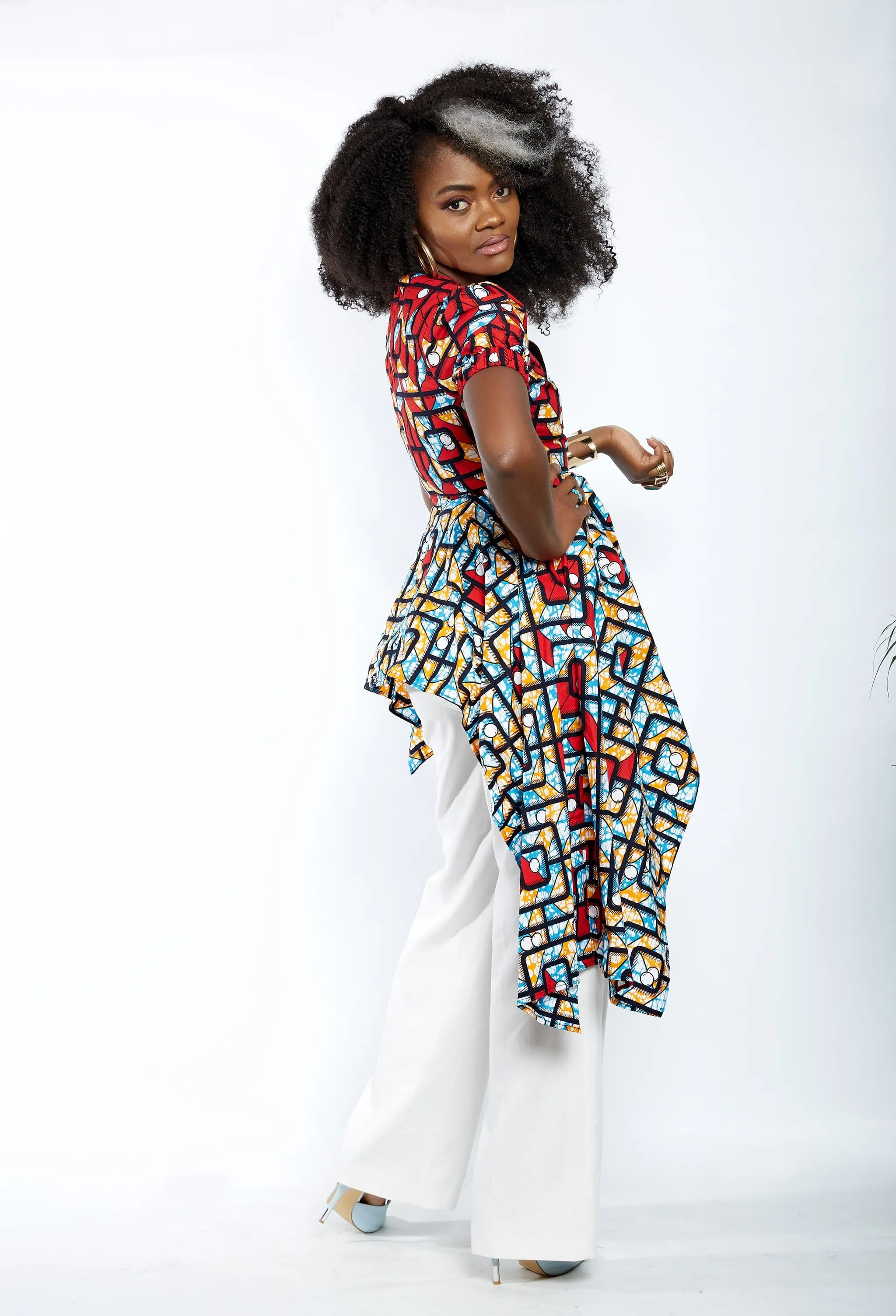 New In - Zuriel Vienna African Print Asymmetric Blouse/Top