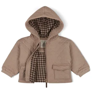 Organic Quilted Hooded Jacket | Taupe