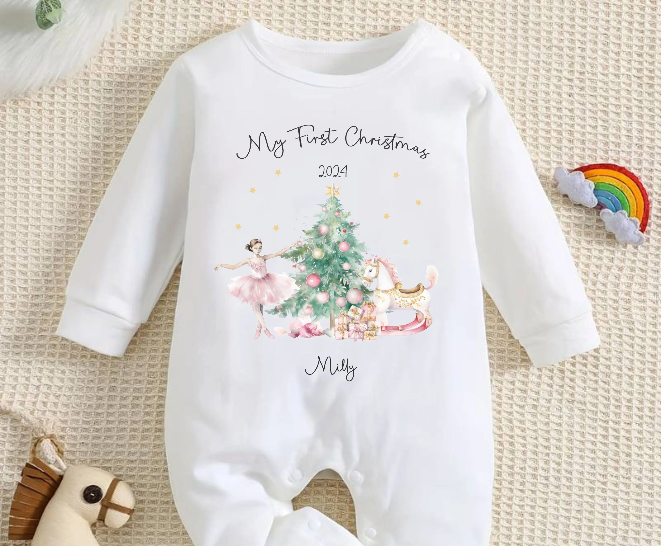 Personalised First Christmas Baby outfit- My First Christmas Sleepsuit or vest - 1st Xmas Nutcracker