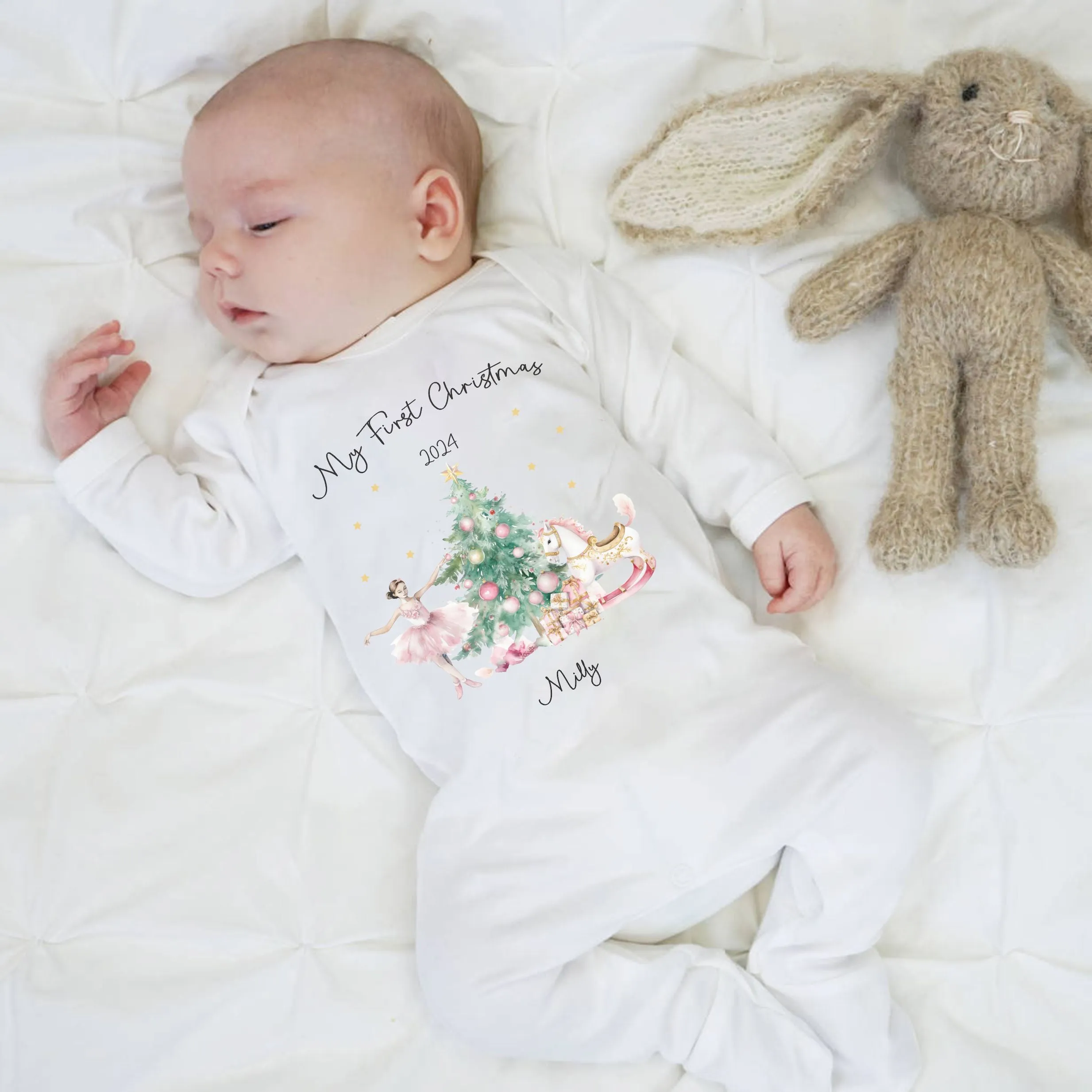 Personalised First Christmas Baby outfit- My First Christmas Sleepsuit or vest - 1st Xmas Nutcracker