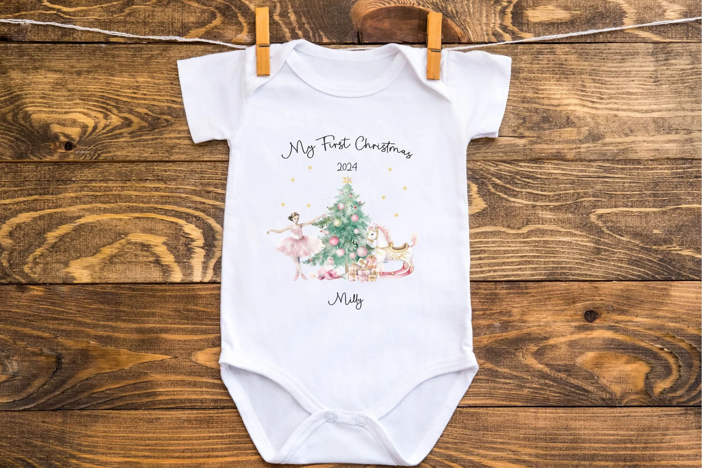 Personalised First Christmas Baby outfit- My First Christmas Sleepsuit or vest - 1st Xmas Nutcracker