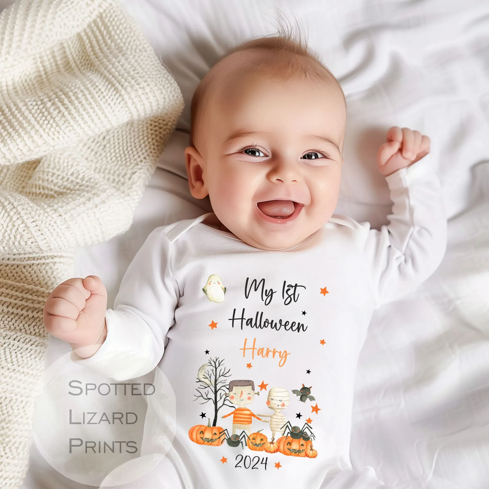 Personalised First Halloween Baby outfit | Baby Halloween Costume Gift | First Halloween Sleepsuit or Vest