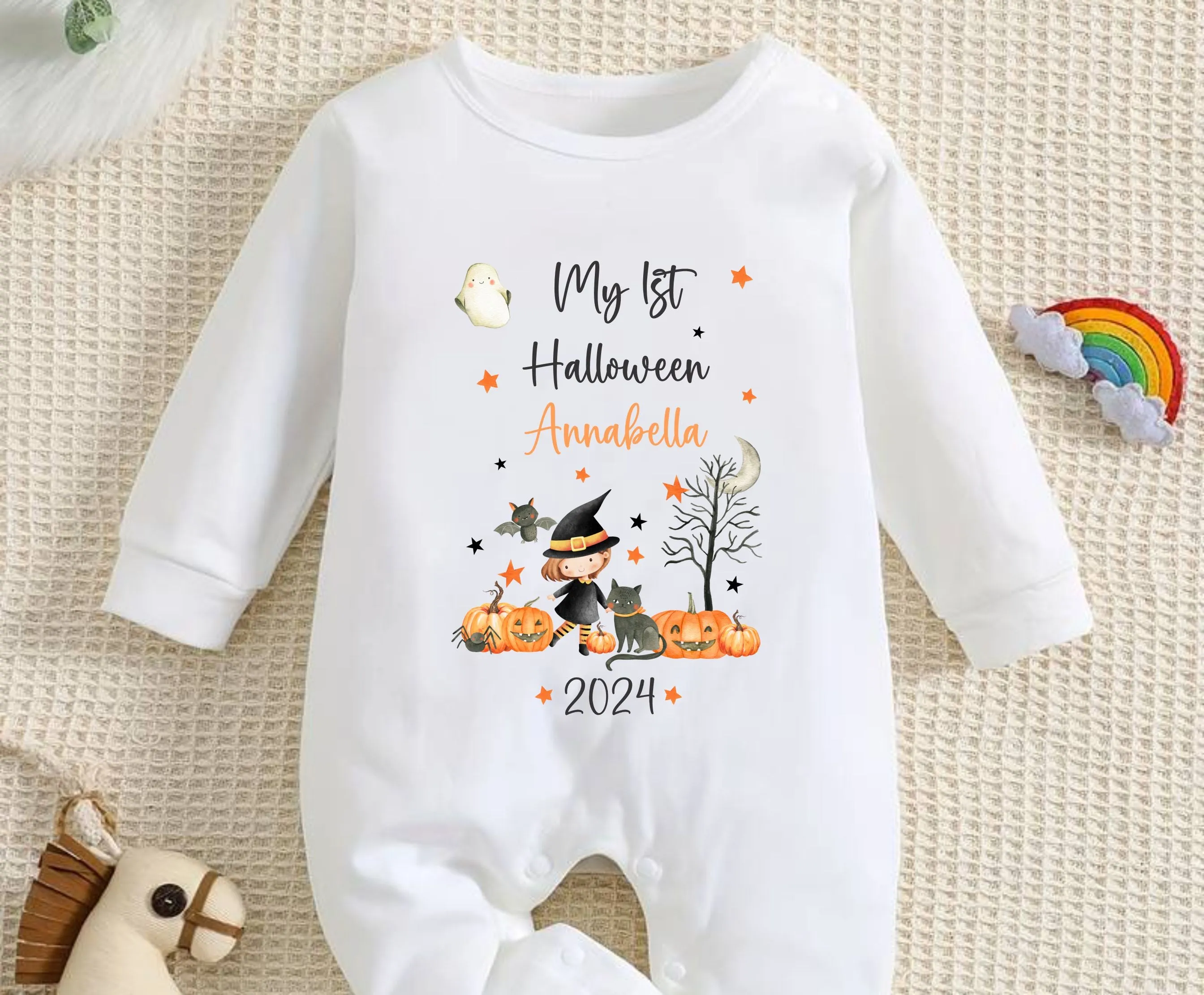 Personalised First Halloween Baby outfit | Baby Halloween Costume Gift | First Halloween Sleepsuit or Vest