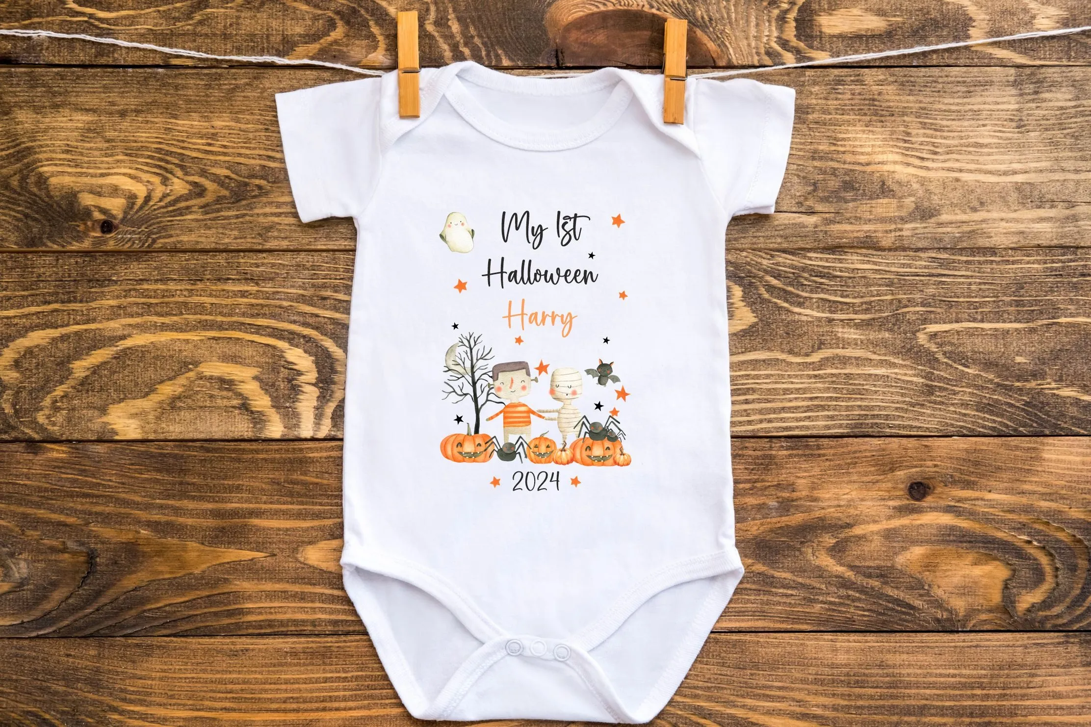 Personalised First Halloween Baby outfit | Baby Halloween Costume Gift | First Halloween Sleepsuit or Vest