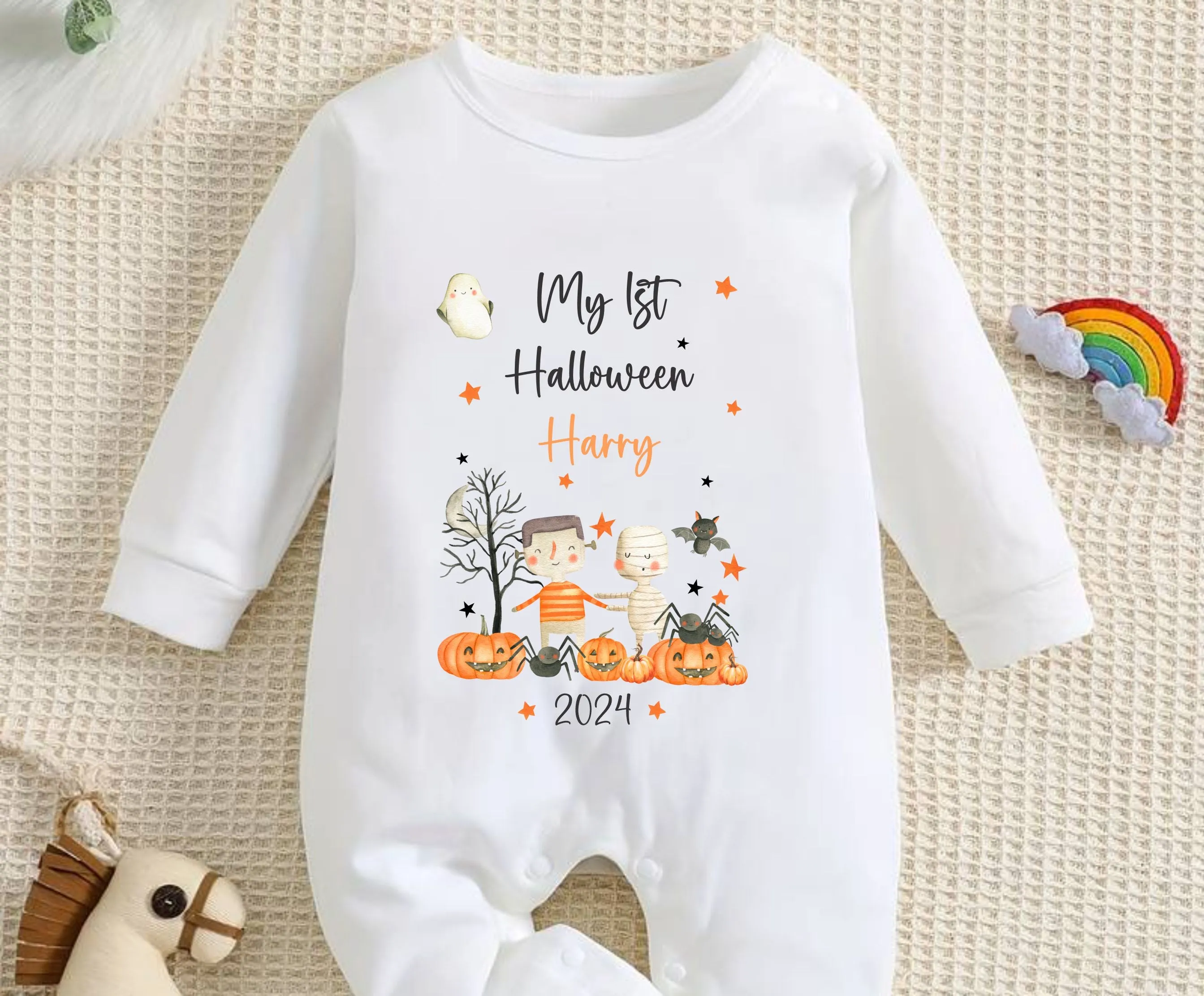 Personalised First Halloween Baby outfit | Baby Halloween Costume Gift | First Halloween Sleepsuit or Vest