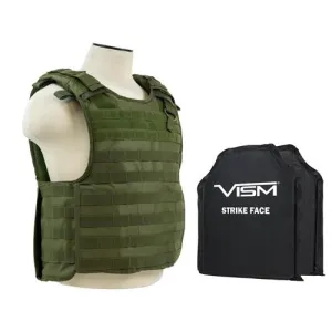 QR Plate Carrier Vest with 10" x 12" Soft Panels - Green