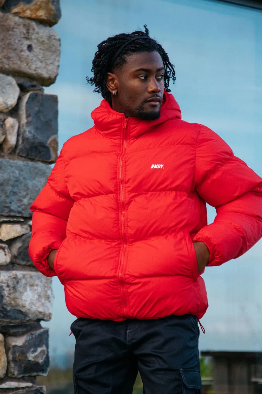 Red Hooded Puffer Jacket