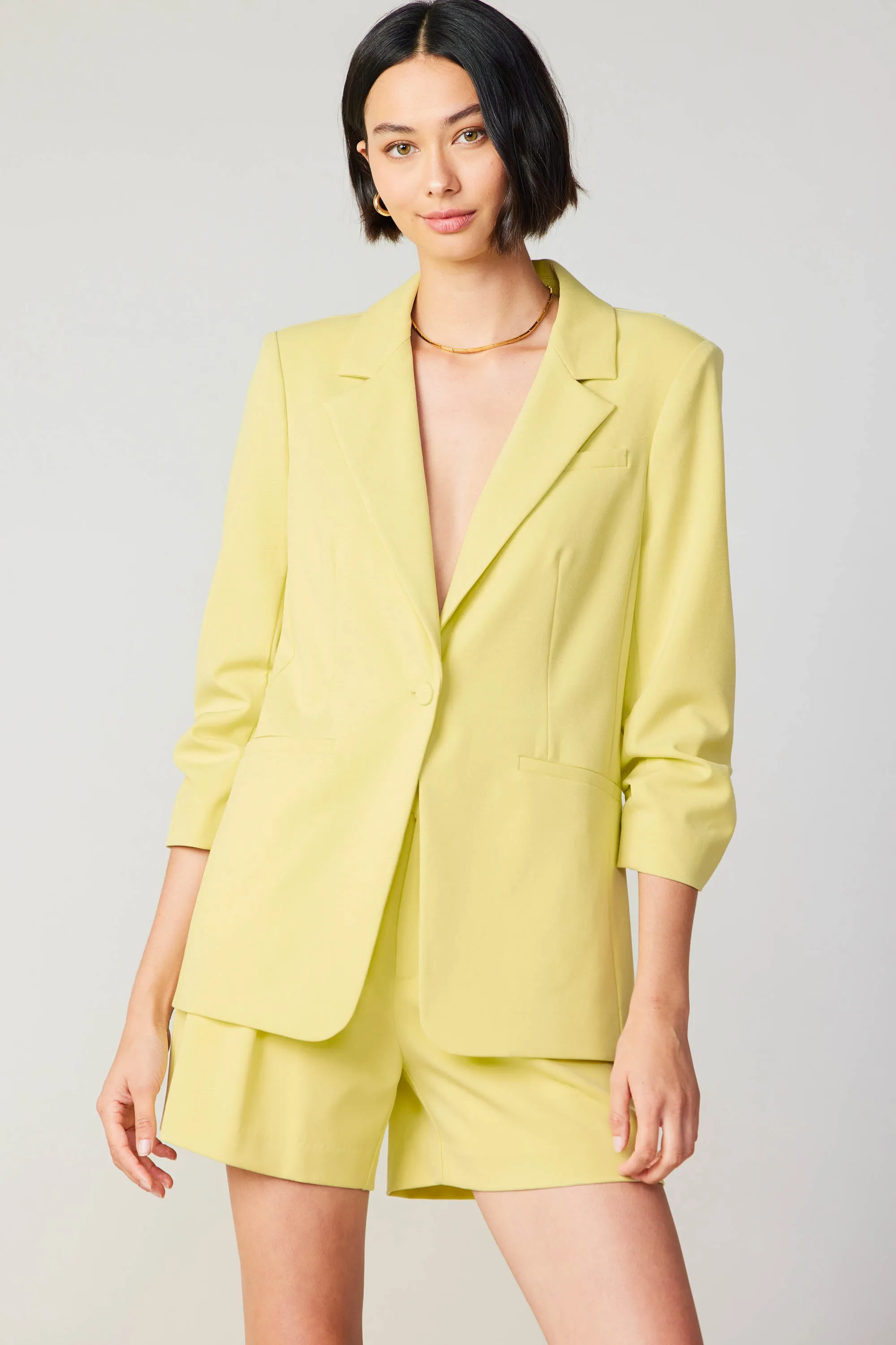 Ruched Sleeve Blazer