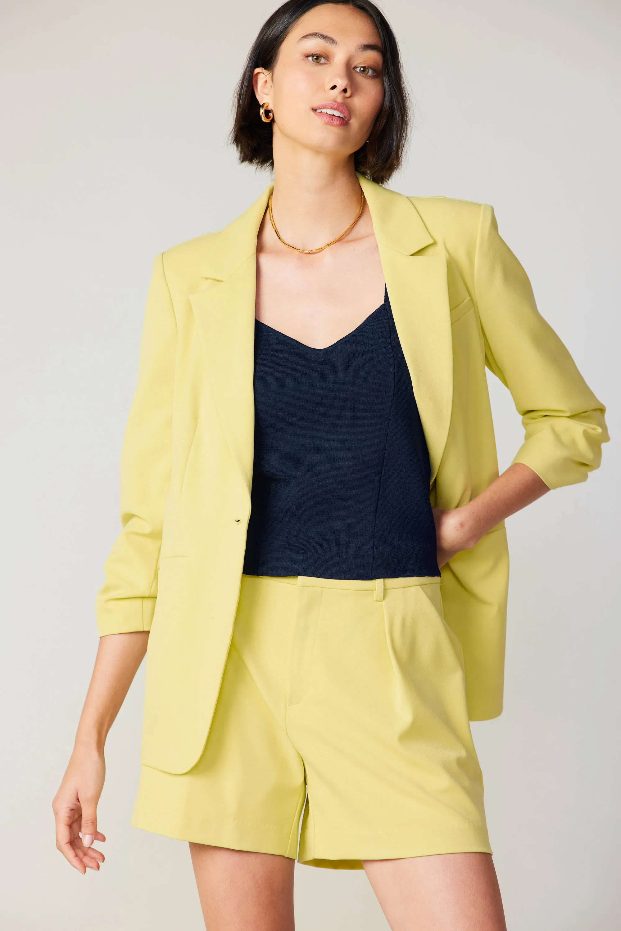 Ruched Sleeve Blazer