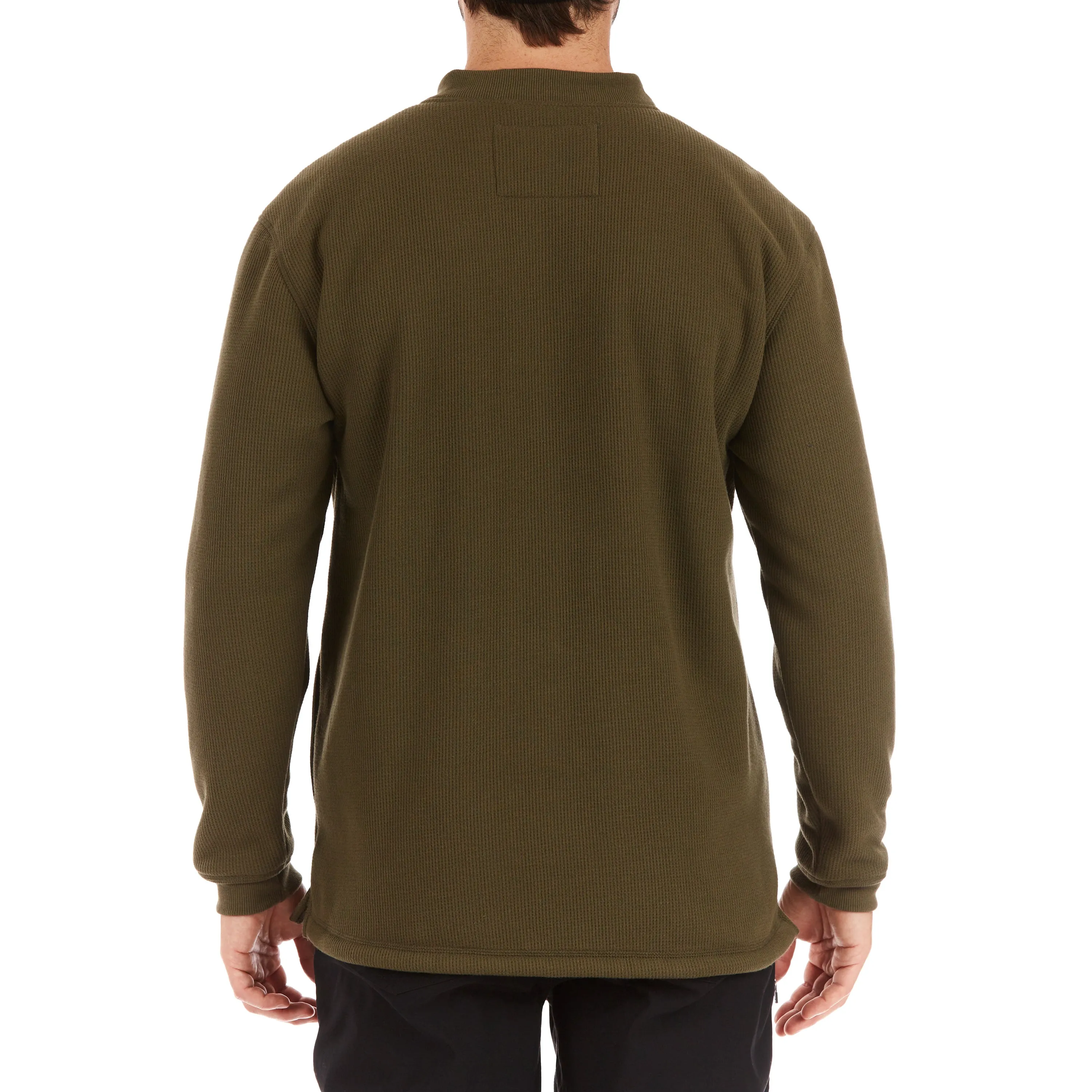 SHERPA-BONDED THERMAL KNIT HENLEY PULLOVER