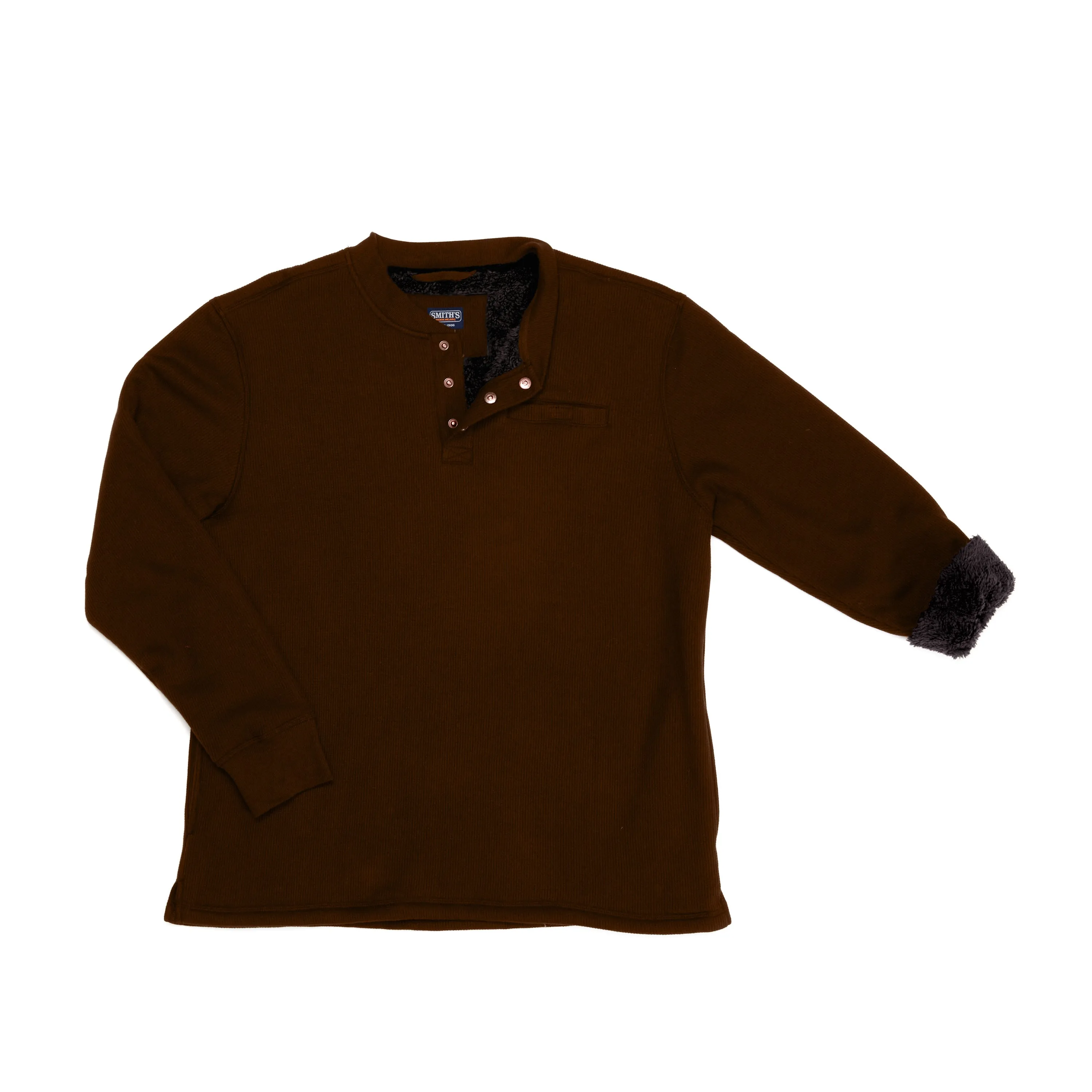 SHERPA-BONDED THERMAL KNIT HENLEY PULLOVER