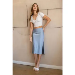 Side Slit Satin Skirt