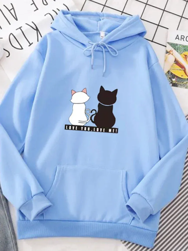 Streetwear Hoodies Fashion Women Sweatshirt Autumn Winter Long Sleeve Harajuku Hooded Sweater Korean Cartoon Cat sudadera mujer