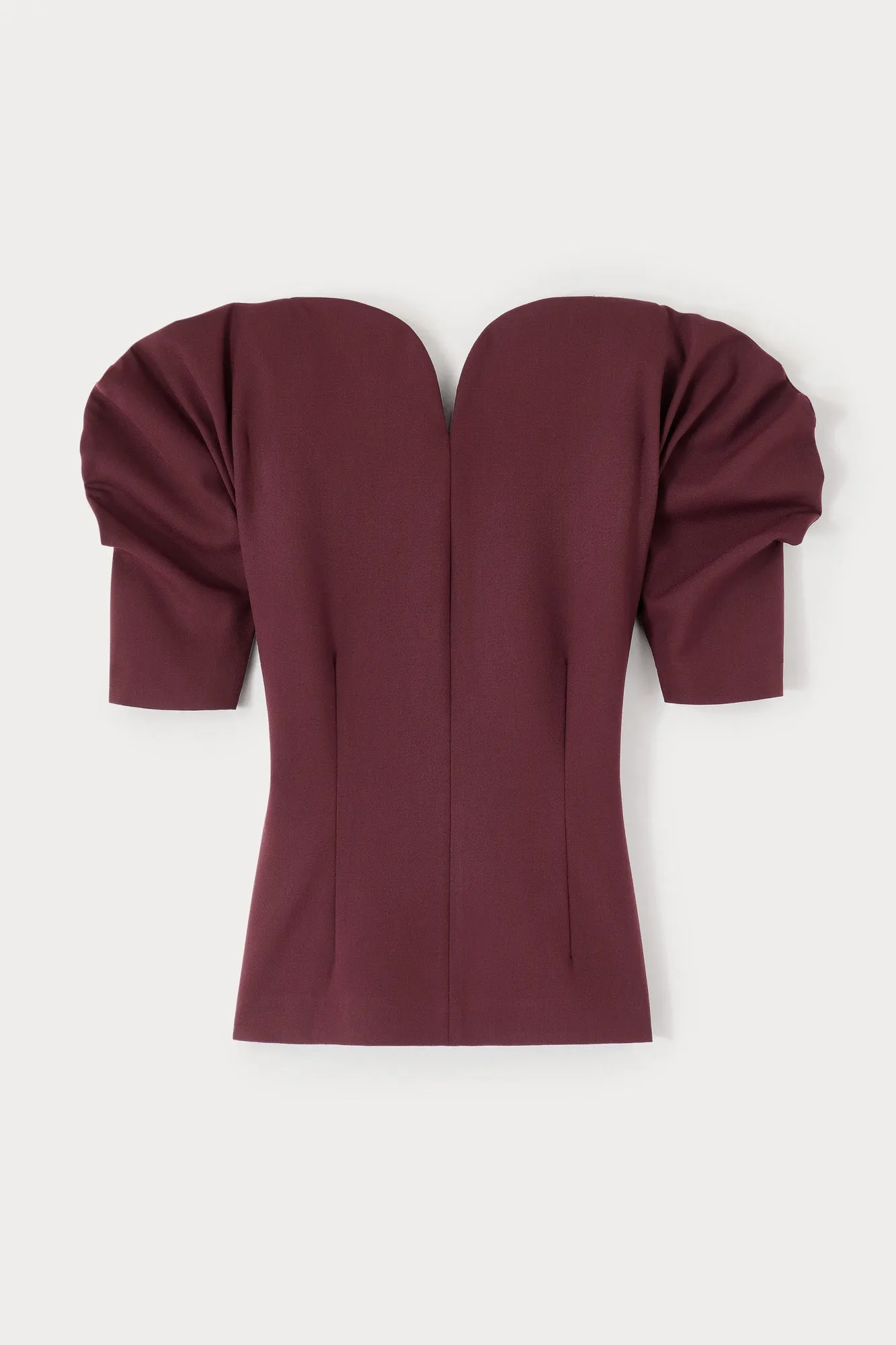 Tailor Burgundy Top with Puff Sleeves