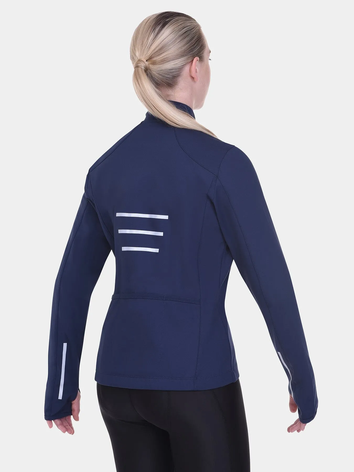 Thermal Cycling Jacket For Women With Thumbholes, Reflective Strips, Brushed Inner Fabric, Side & Internal Zip Pockets