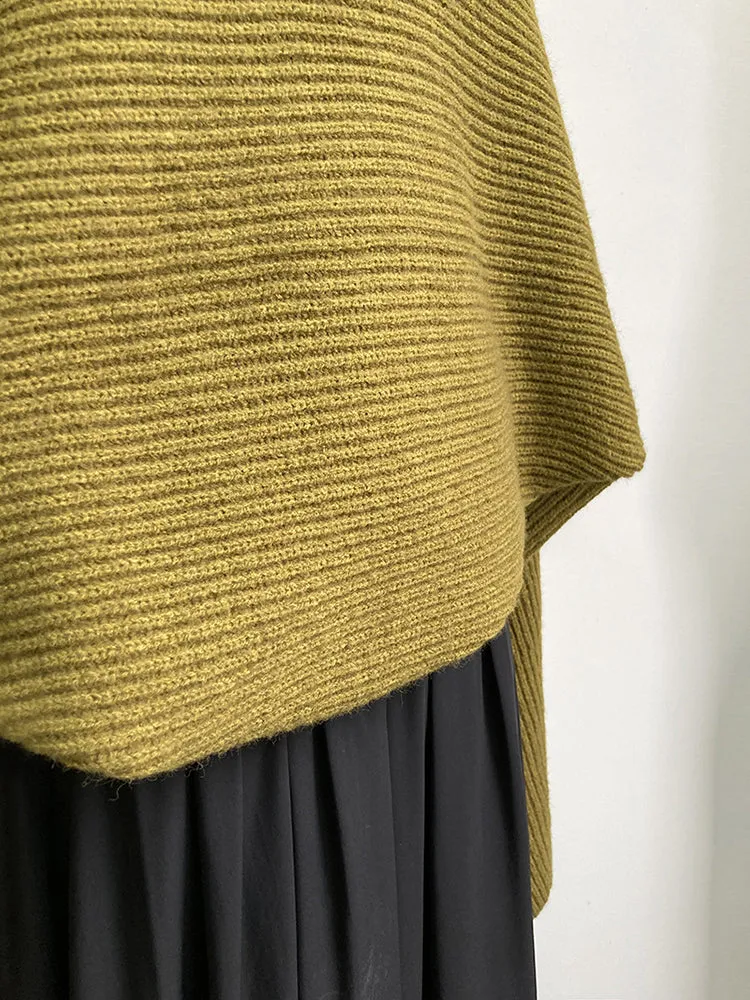 Touka Knitted Shrug Scarf - Olive Green