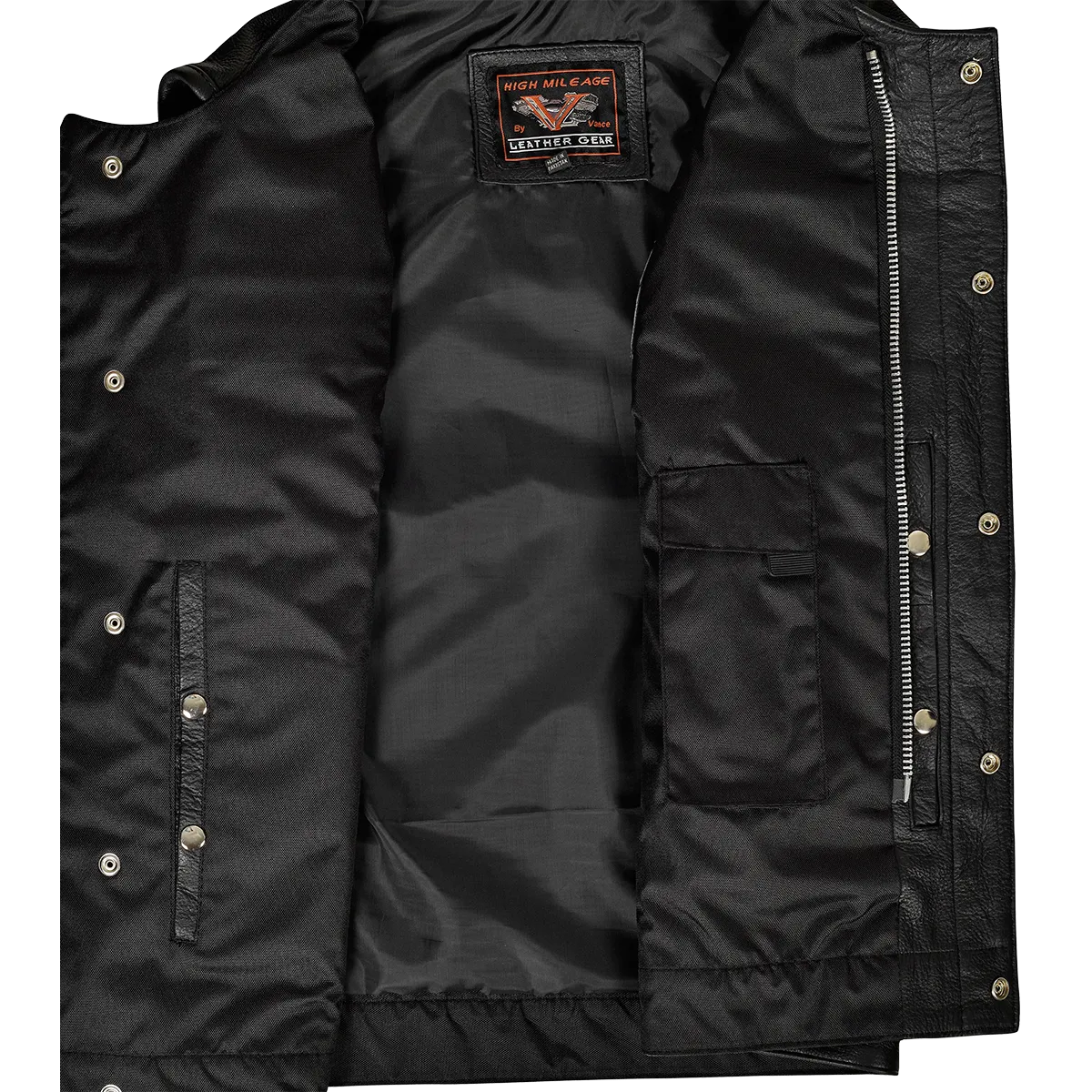 VL919 Men's Leather Club Vest with Quick Access Gun Pocket