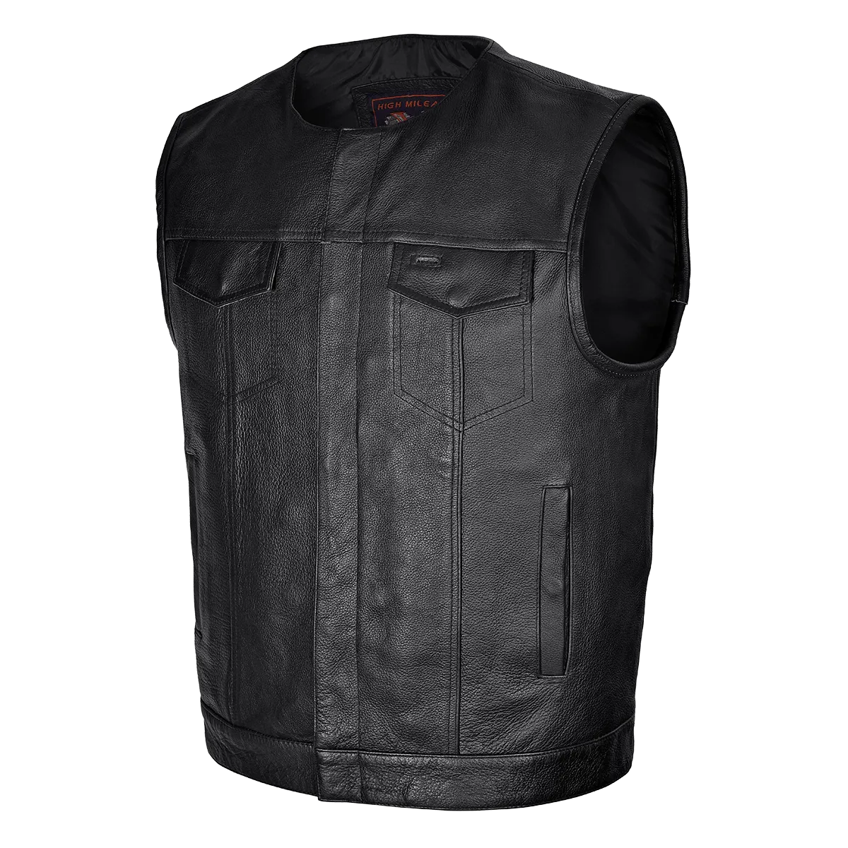 VL919 Men's Leather Club Vest with Quick Access Gun Pocket