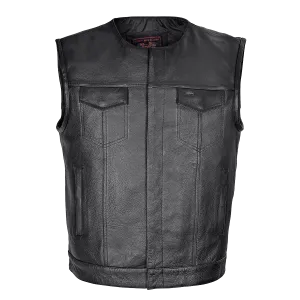 VL919 Men's Leather Club Vest with Quick Access Gun Pocket