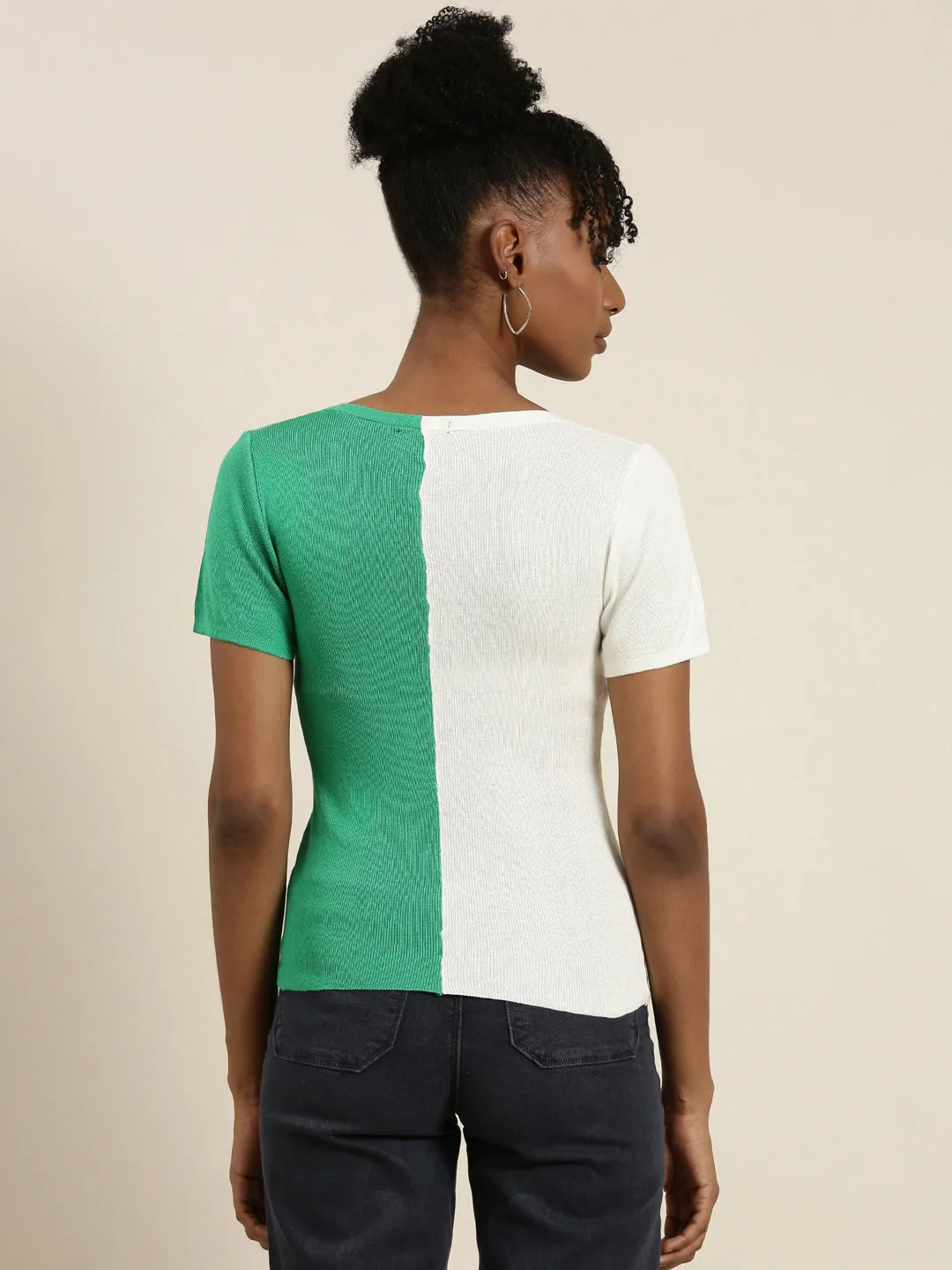 Women Green Colourblock Top